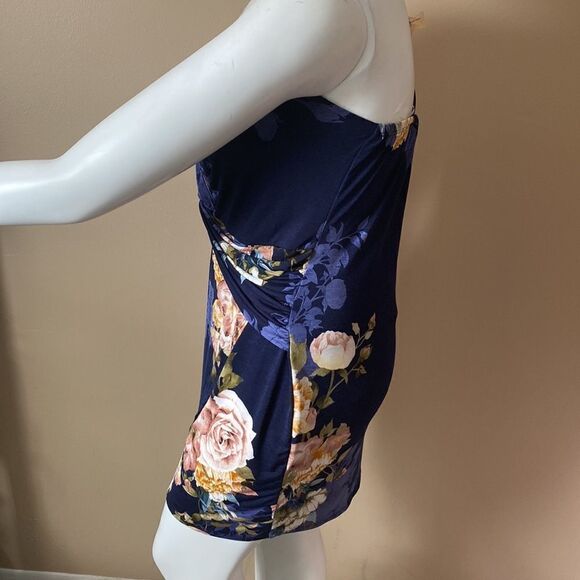 NWT Floral Navy Bodycon Asymmetrical Maxi Dress - Size 1X - Picture 6 of 11